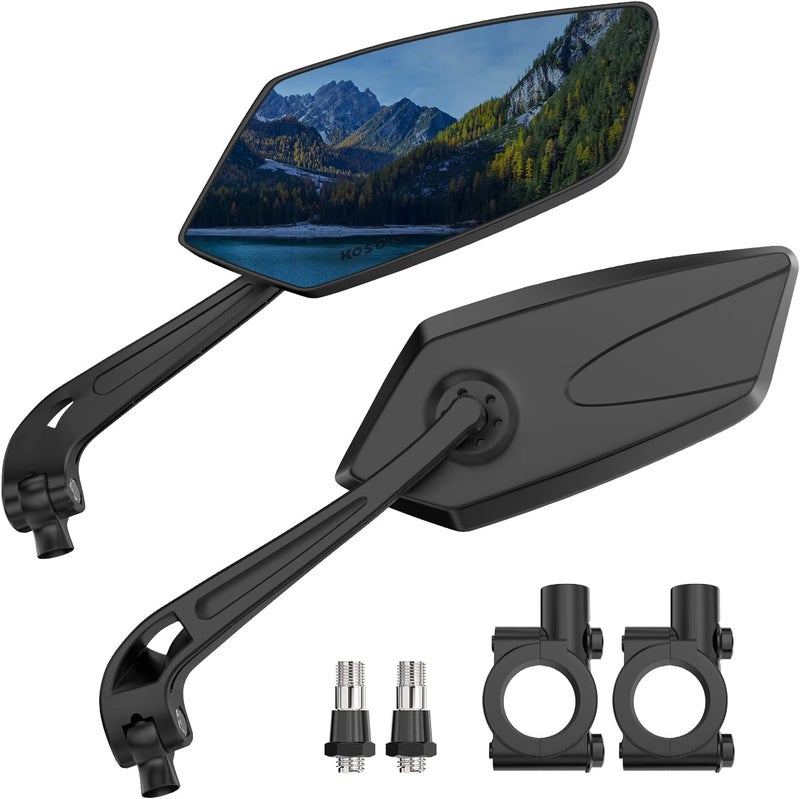 Raoot Bike Mirror | 360° Rotatable & Foldable | Blu-ray Scratch Resistant Glass Lens | Ebike Accessories, Bike Mirror Handlebar Mount, Bicycle Mirrors - Image 1